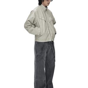 Chaqueta Bomber de Cuero Genuino para Hombre, Diseño Personalizado al por Mayor, Cuello Alto, Logotipo Repujado Vintage, Cierre de Cremallera - Product Image 3