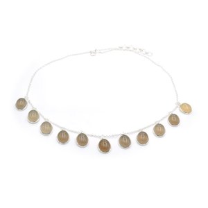 Gargantilla minimalista de Plata de Ley 925, collar de GEMA de ágata Petro Natural para bodas, Idea de regalo - Product Image 4