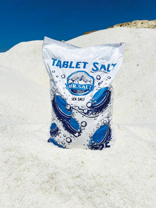 Sel de mer MR, chlorure de sodium de qualité industrielle, blanc, comprimés de sel pour adoucisseur d'eau |   NaCl à 99,9 % de pureté |   CAS 7647-14-5 |   ISO - Product Image 1
