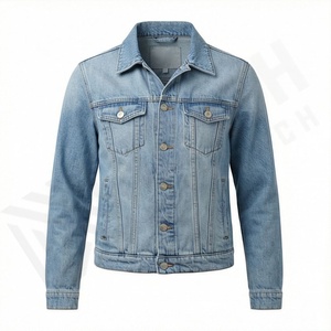 Veste en jean décontractée personnalisée pour hommes, grandes tailles, 100% coton, option logo sur le devant, respirante, veste d'hiver - Product Image 1