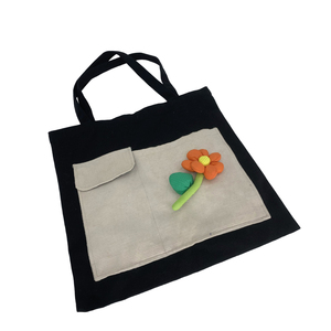 Bolsa de algodón de lona vintage coreana con logotipo impreso personalizado reciclable y reutilizable para estudiantes para viajes o playa - Product Image 2