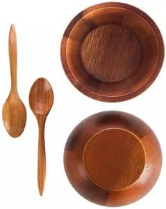 Juego de 4 Ensaladeras de Madera de Acacia Ecológicas, Pulido Natural Antiguo, para su Estilo de Vida Saludable, MULTI CRAFT - Product Image 4