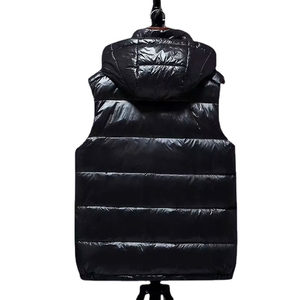 Gilet d'hiver sans manches brillant avec logo personnalisé Gilets pour hommes imperméables et brillants avec capuche - Product Image 6