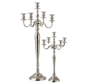 Candelabre en aluminium à cinq bras monté au sol, argenté, fait à la main, rond, taille personnalisée disponible, décoration de table pour la maison et les mariages - Product Image 1