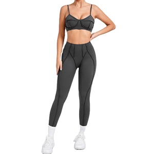 Conjunto Deportivo de Yoga Transpirable para Mujer, Tallas Grandes XL XXL, Traje Deportivo sin Costuras con Sujetador Deportivo y Estampado en la Cintura - Product Image 1