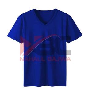 T-shirt en coton uni à col en V pour hommes Vêtements de gym ajustés unis sur mesure. - Product Image 2