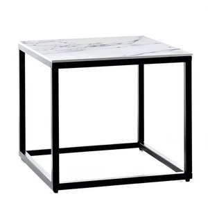 Modern Luxury End <b>Table</b> for Living Room Black White <b>Square</b> Marble Top Golden Metal Stainless Steel Coffee <b>Tables</b> Home Furniture - Product Image 4