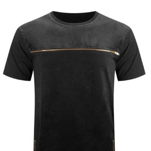 Camiseta con dobladillo curvo de línea larga de nuevo diseño 2025 fabricada de alta calidad con camiseta con cremallera para hombre - Product Image 2