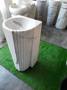 Lavabo de Pedestal de Ónix de Pakistán, Elegante Lavabo de Pedestal de Ónix Pulido con Patrón de Pilar, Venta al por Mayor, Lavabo de Pedestal Artesanal SUAZ - Product Image 5
