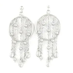 Boucles d'oreilles pendantes vintage plaquées or 18 carats pour femmes, style goutte, avec émeraude, diamant et perle comme pierres principales, pour mariage - Product Image 1