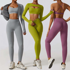 Wear Suits3Pieces Sujetador deportivo Top Yoga Chaqueta Gym Wear Workout Sets Mujeres Ropa deportiva Gym Fitness Set - Product Image 5