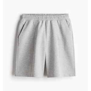 Moda personalizada de gran tamaño de peso pesado Color gris sólido liso en blanco ajuste suelto plisado detalle pantalones cortos de sudor para hombres - Product Image 1