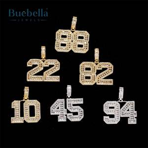 Colgante de número de Baguette helado personalizado de plata 925, joyería de moissanita estilo Hip Hop para hombres - Product Image 6