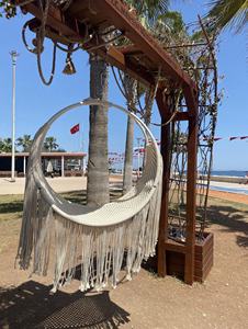 Grand lit balançoire suspendu en coton macramé Style Boho tissé à la main suspendu intérieur adulte hamac balançoire lit pour extérieur - Product Image 6