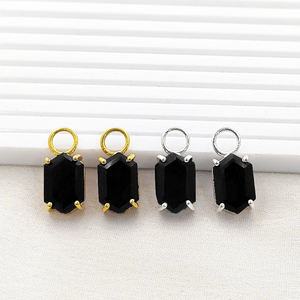 Encantos de labradorita 12x8mm Juego de Puntas hexagonales Colgante Plata de ley Chapado en oro Labradorita Encantos de plata Venta al por mayor Joyería a granel - Product Image 4