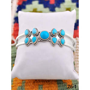 Southwest Handmade Kingman Turquoise & Sterling <b>Silver</b> <b>Cuff</b> <b>Bracelet</b> Cultural Collectible Jewelry for Men & Women - Product Image 3