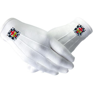Guantes Masónicos Blancos para Ceremonia Formal para Francmasones, 100% Algodón con Botón de Cierre - Product Image 1