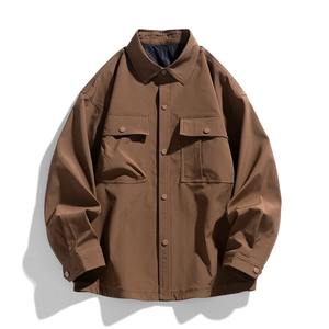 Nuevas llegadas Mujer Camisa Abrigo Otoño Manga larga Mujer Abrigo Casual Chaqueta impermeable Parejas Chaqueta suelta estilo motocicleta - Product Image 5