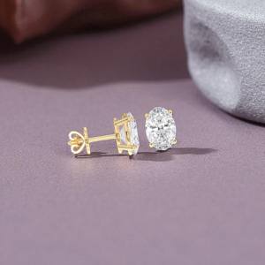 4.00 CT F/VS Oval Cut Lab Grown Diamond Four Prong <b>Set</b> <b>Stud</b> <b>Earring</b> Made in 925 <b>Sterling</b> <b>Silver</b> For Unisex - Product Image 3