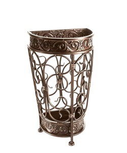 Porte-parapluie classique au design vintage en cuir et métal - Product Image 6