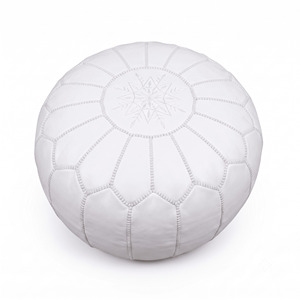 Wholesale Handcrafted White Moroccan Leather Pouf Unstuffed Embroidered Round Floor Ottoman <b>Footstool</b> Cover multiple colors - Product Image 1