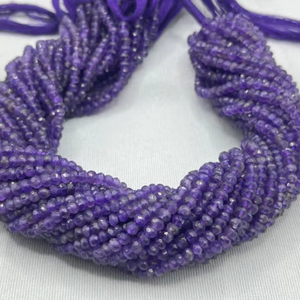 ลูกปัดอะมีทิสต์ทรงรอนเดลล์เจียระไนด้วยเครื่องจักร แบบเส้น คริสตัลเจียระไนแบบอินเดีย หินอะมีทิสต์ธรรมชาติ - Product Image 3