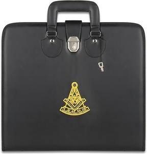 Étui de transport pour tablier maçonnique OES brodé à la main avec poignée [BLANC] Type de tissu : Simili cuir - Product Image 2