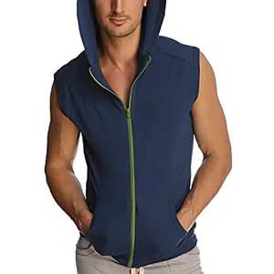2024 Wholesale Oem Sleeveless <b>Hoodies</b> for Men Custom Logo <b>Hoodies</b> Fitness Sports Tank Top With Hood <b>Gym</b> Training Mesh - Product Image 1
