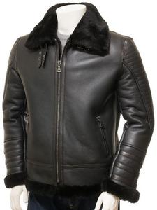 Abrigo de piel sintética de invierno de cuero genuino con solapa de muesca Sherpa Shearling chaqueta de cuero cálida para hombre con Cuello de piel chaqueta de cuero 2024 - Product Image 2