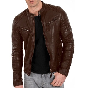Veste en cuir pour homme en mélange de laine de qualité supérieure, saison d'hiver, cuir véritable personnalisé avec un style motard élégant, veste imperméable pour homme - Product Image 1