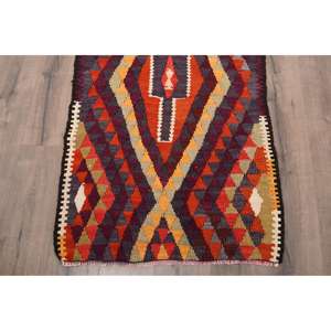 Turkish Rug, <b>Runner</b> 2.7x11.1 ft Vintage Rug, <b>Red</b> Brown Polka dot Wool Rug - Product Image 2
