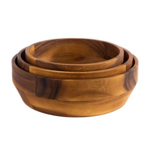 Ensemble de 3 bols à salade en bois naturel de haute qualité de la marque Lavihexco, écologiques, faits à la main, style campagnard, pour la cuisine vietnamienne, les fêtes - Product Image 1
