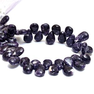 Perles lisses en lepidolite AAA 7x11mm, forme poire, pierres semi-précieuses naturelles en lepidolite violette, perles en vrac pour la fabrication de bijoux - Product Image 1