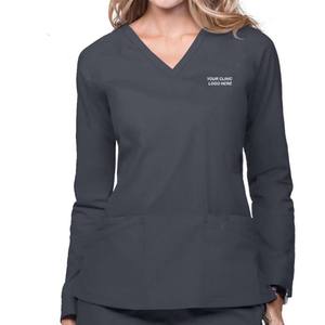 Conjunto de uniforme de enfermera médica de manga corta con cuello en V de color puro para mujer al por mayor, servicio OEM de lona, exfoliante de hospital de alta calidad - Product Image 1