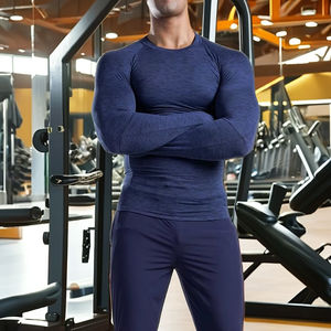 เสื้อยืดออกกำลังกายแขนยาวผู้ชาย โลโก้สั่งทำได้ ขายดี ผ้าระบายอากาศ ยืดหยุ่น กระชับ แน่น ทนทาน สวมใส่สบาย - Product Image 4