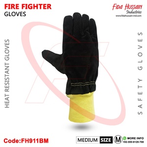 2025 gants de pompier de haute qualité en cuir fendu de vache avec barrière contre l'humidité gants en cuir de sécurité pour pouce d'aile de pompier - Product Image 4