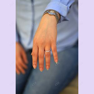 Lujo chapado en oro curvo boda banda redonda brillante corte VVS Moissanite compromiso joyería clásica apilable banda para mujer - Product Image 5