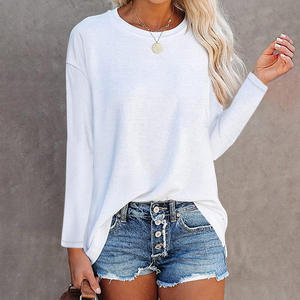 Elegant Solid Cotton <b>Long</b> <b>Sleeve</b> T-shirts Women Clothes O Neck All Match Tops Female <b>Tshirt</b> Loose Casual T-shirt for <b>men</b> - Product Image 3