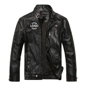 Impermeable Hombres Bomber Jacket Custom Bordado PU Cuero Motocicleta Chaqueta Cremallera - Product Image 6