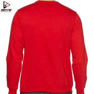 2024 hommes Vintage col rond rouge solide polaire pull sweat haute qualité coton Streetwear coupe régulière personnalisé hiver - Product Image 2