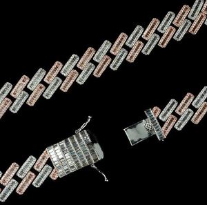 PULSERA CUBANA BAGUETTE DIAMANTE DE 19MM EN DOS TONOS ORO ROSA Y ORO BLANCO - Product Image 2