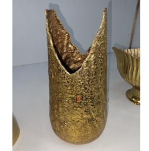 Vente chaude Vase en métal aluminium doré vieilli Design moderne fait à la main pour la décoration de jardin de mariage et de maison - Product Image 4