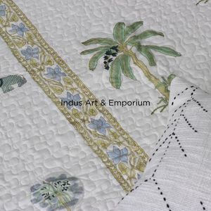 Indian Hand Block Printed Cotton <b>Bedspreads</b> Cotton <b>Quilted</b> Bedcover Wholesale Cotton <b>Quilted</b> Bedcover - Product Image 3