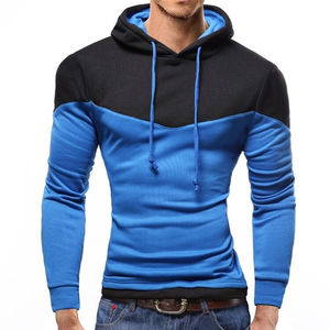 Sweat-shirts pour hommes décontractés à panneaux bicolores Streetwear avec poches kangourou Personnaliser la couleur des panneaux Sweat-shirts 100% coton pour homme - Product Image 3