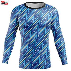 Offre Spéciale hommes Durable professionnel à manches courtes Rash Guard personnalisé imprimé Compression chemises Sublimation Technique MMA tissu - Product Image 5