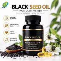 Fournisseur en gros de capsules d'huile de nigelle pressée à froid, 60 gélules, Nigella Sativa, extrait à base de plantes pour l'immunité, personnalisation OEM ODM