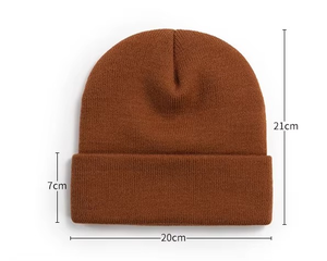 Gorro personalizado teñido liso 100% acrílico cálido tejido personalizado Logo Beanie alta calidad invierno Unisex adultos RC bordado Logo - Product Image 3