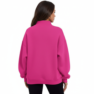 OEM Comfortable Women Long Oversized Mock Neck Soft Fleece 100% Cotton Loose Fit Winter Streetwear Mock Neck - Product Image 2