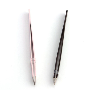 Juego de 2 Pinzas para Cejas de Acero Inoxidable, 9.6 cm, Punta Inclinada, Punta Puntiaguda, Punta Plana, Color Rojo Rosa y Negro, para Depilación - Product Image 2