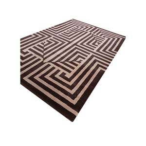 Chroma Beige <b>Brown</b> Hand Tufted <b>Wool</b> Rugs Geometric Abstract Pattern Rectangular Striped Hallway Design 10mm Viscose Tra-14672 - Product Image 2